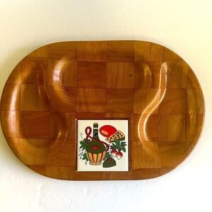 Vintage Wood Weave Platter and Charcuterie Board